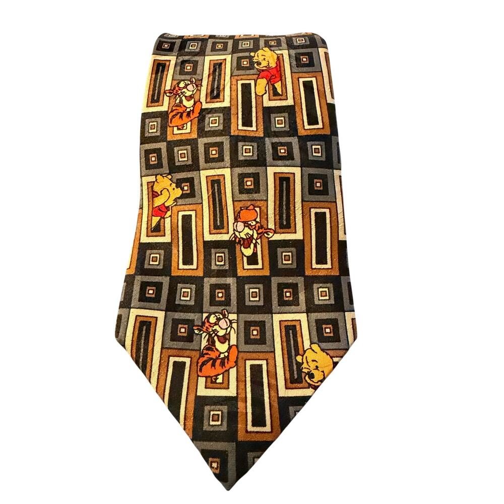 Disney Winnie the Pooh Tigger Silk Tie Geometric Novelty Mens